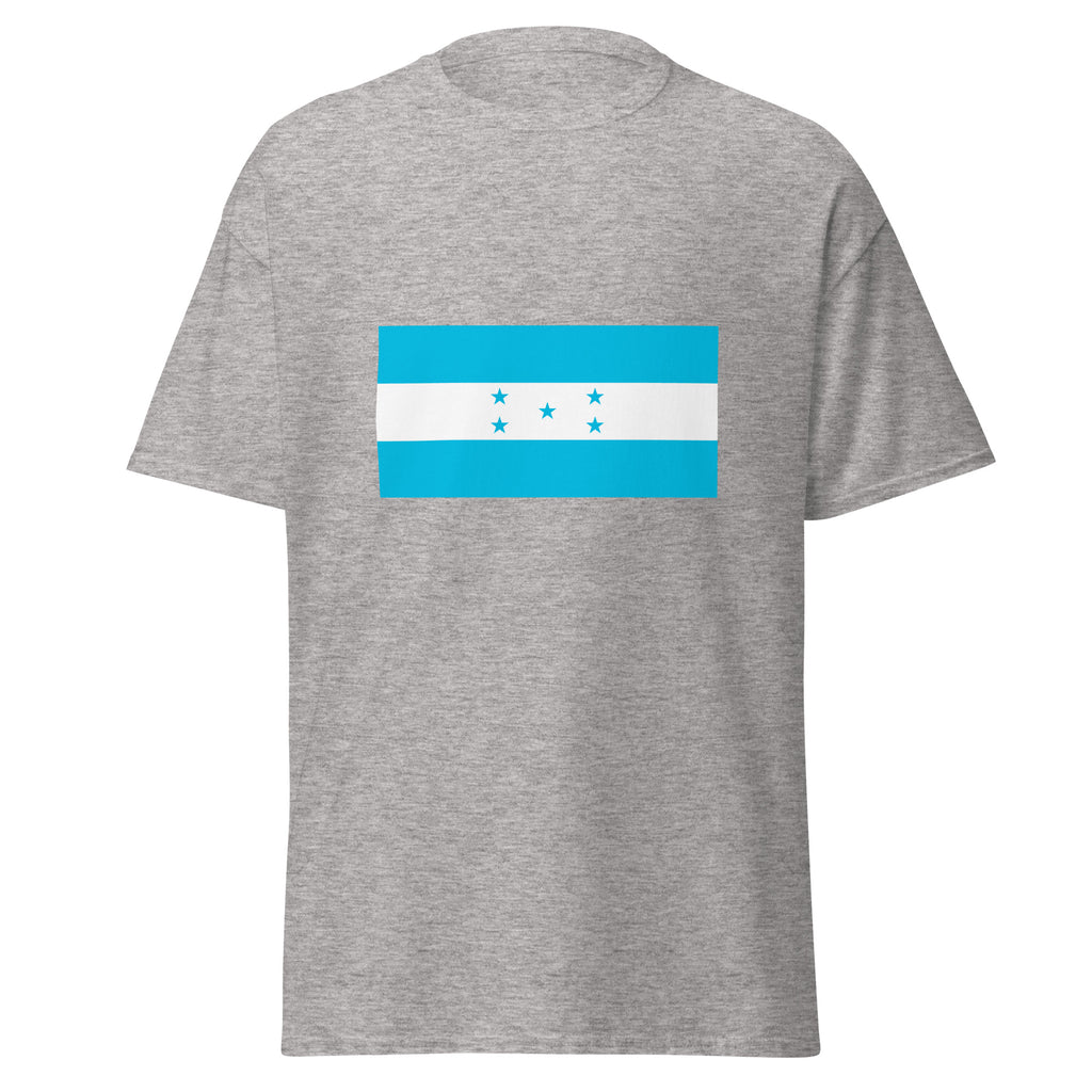 Unisex navy blue t-shirt featuring Honduran flag design printed across the front chest