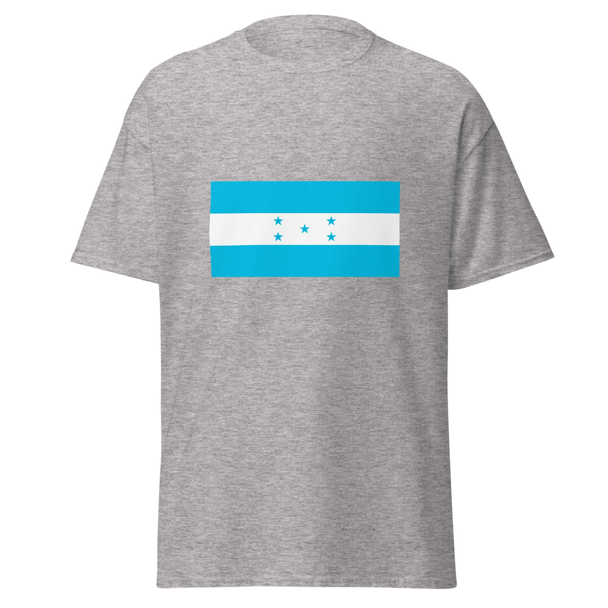 Unisex navy blue t-shirt featuring Honduran flag design printed across the front chest