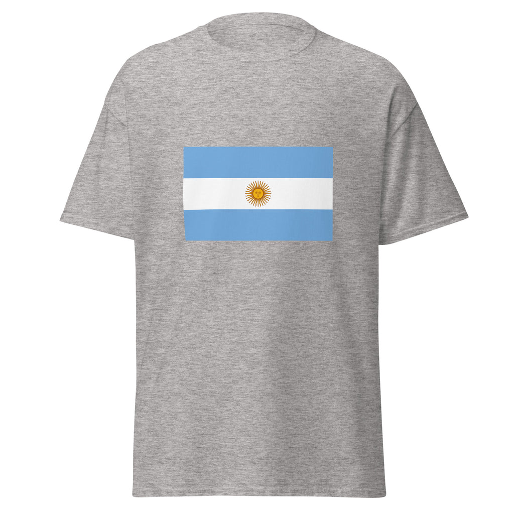 Unisex navy blue t-shirt featuring Argentine flag design printed across the front chest