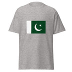 Unisex heather gray t-shirt featuring Pakistani flag design printed across the front chest