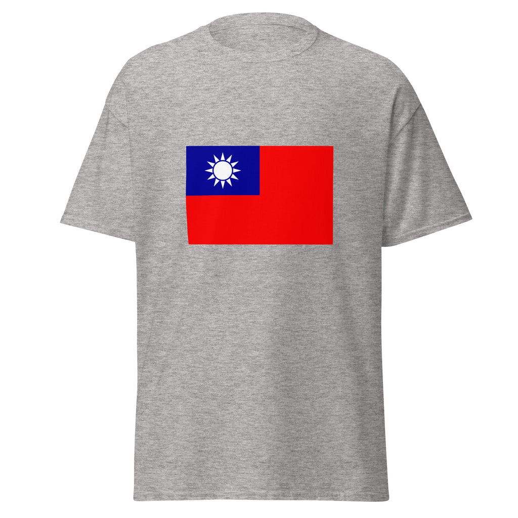 Unisex navy blue t-shirt featuring Taiwanese flag design printed across the front chest