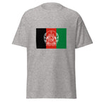Unisex navy blue t-shirt featuring Afghan flag design printed across the front chest