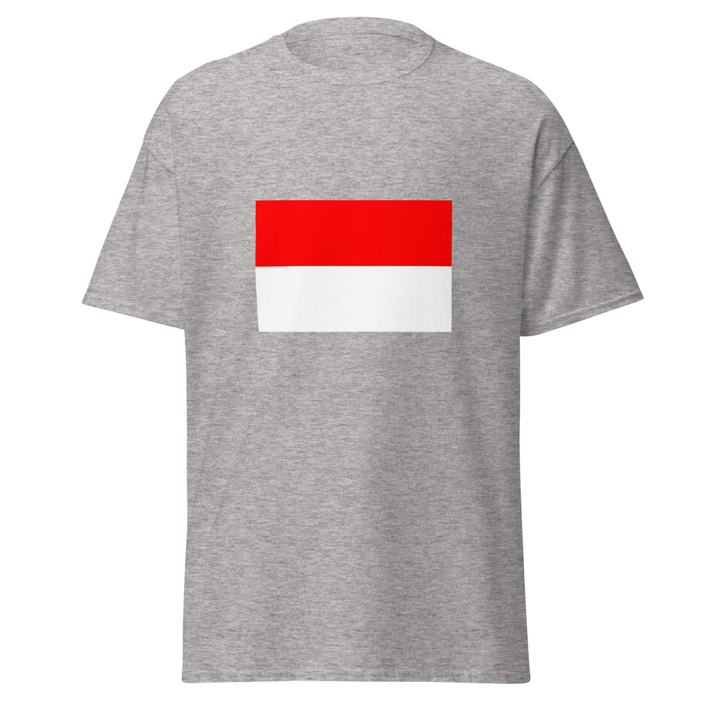 Unisex navy blue t-shirt featuring Indonesian flag design printed across the front chest