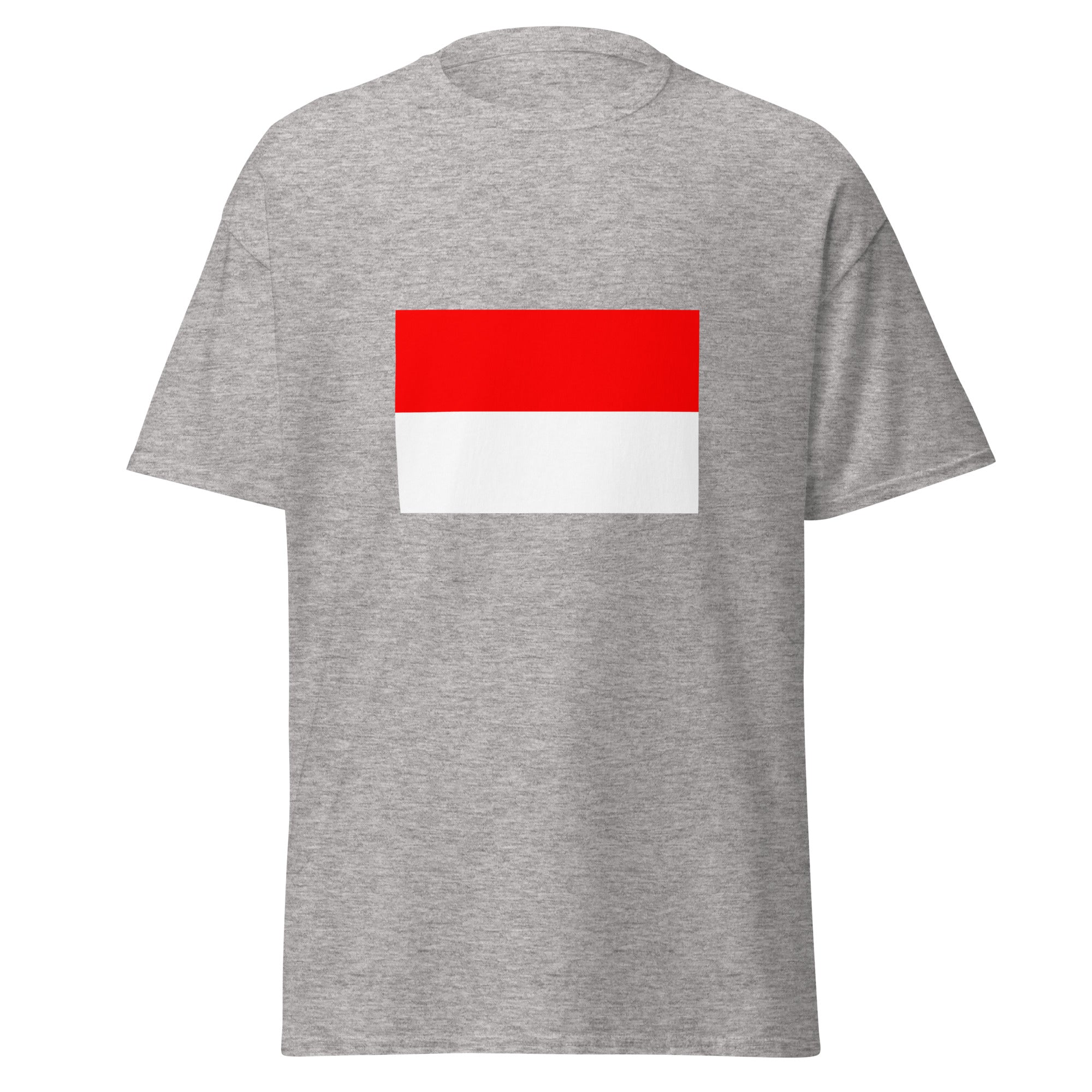 Unisex navy blue t-shirt featuring Indonesian flag design printed across the front chest