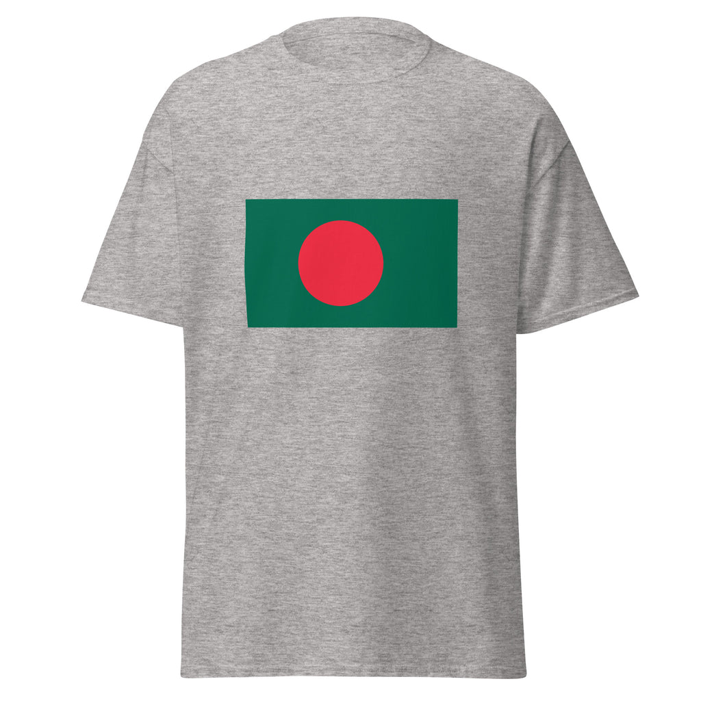 Unisex navy blue t-shirt featuring Bangladeshi flag design printed across the front chest