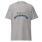 Unisex heather gray t-shirt featuring University of Southampton logo printed across the front chest