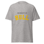 Unisex heather gray t-shirt featuring University of Hull logo printed across the front chest
