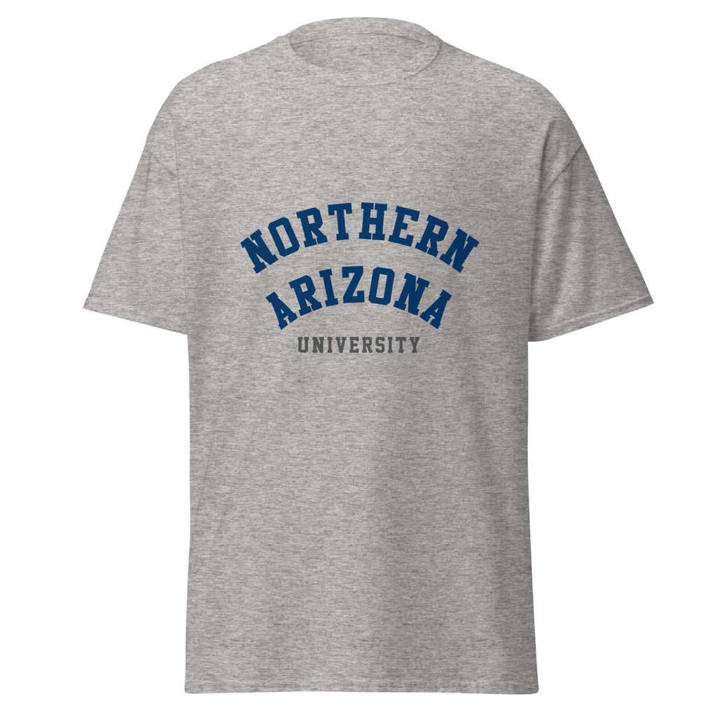 Northern Arizona University Unisex classic tee, shown in Sport Grey, front view, sizes S–5XL