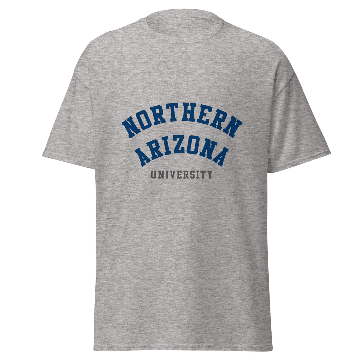 Northern Arizona University Unisex classic tee, shown in Sport Grey, front view, sizes S–5XL