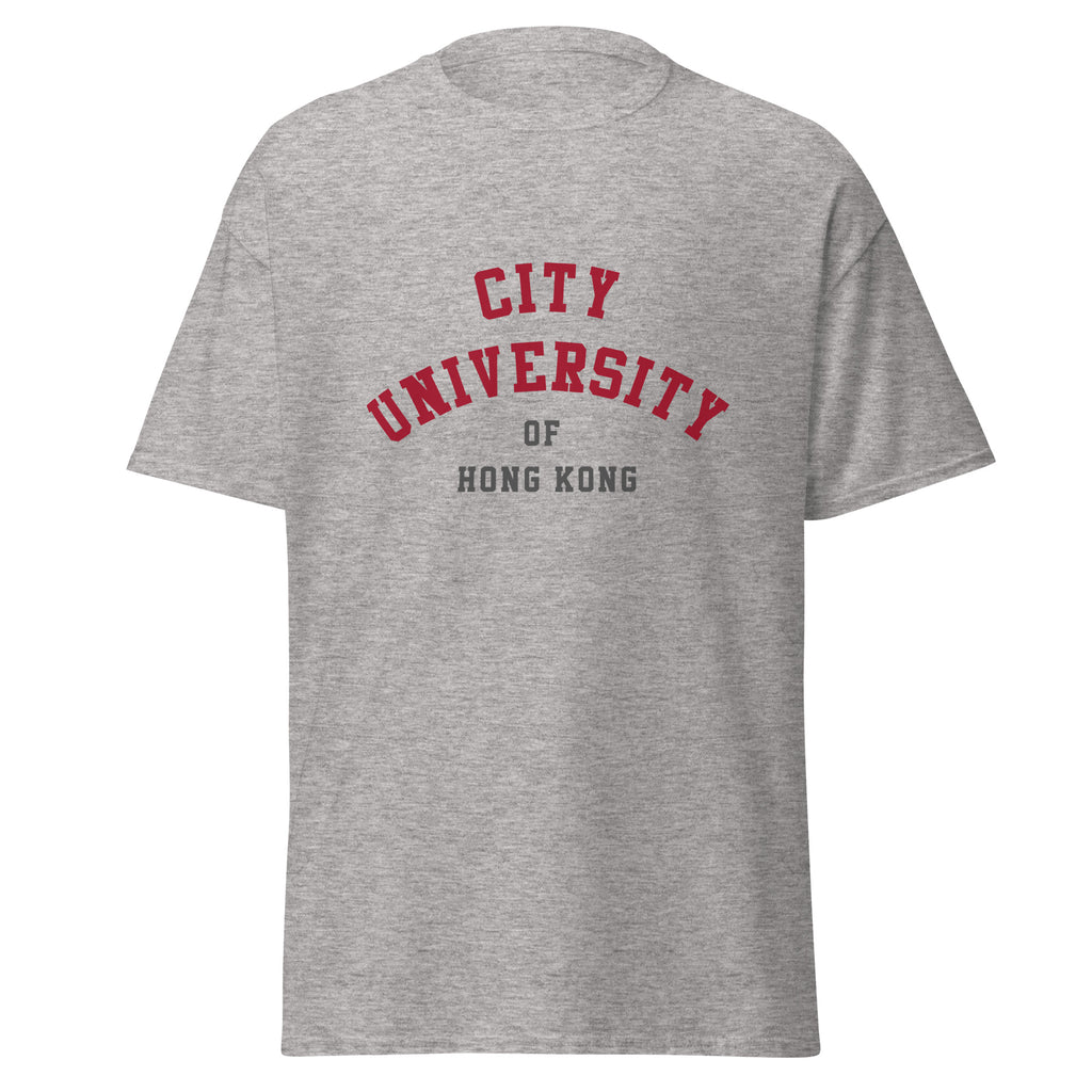 City University of Hong Kong Unisex classic tee, shown in Sport Grey, front view, sizes S–5XL