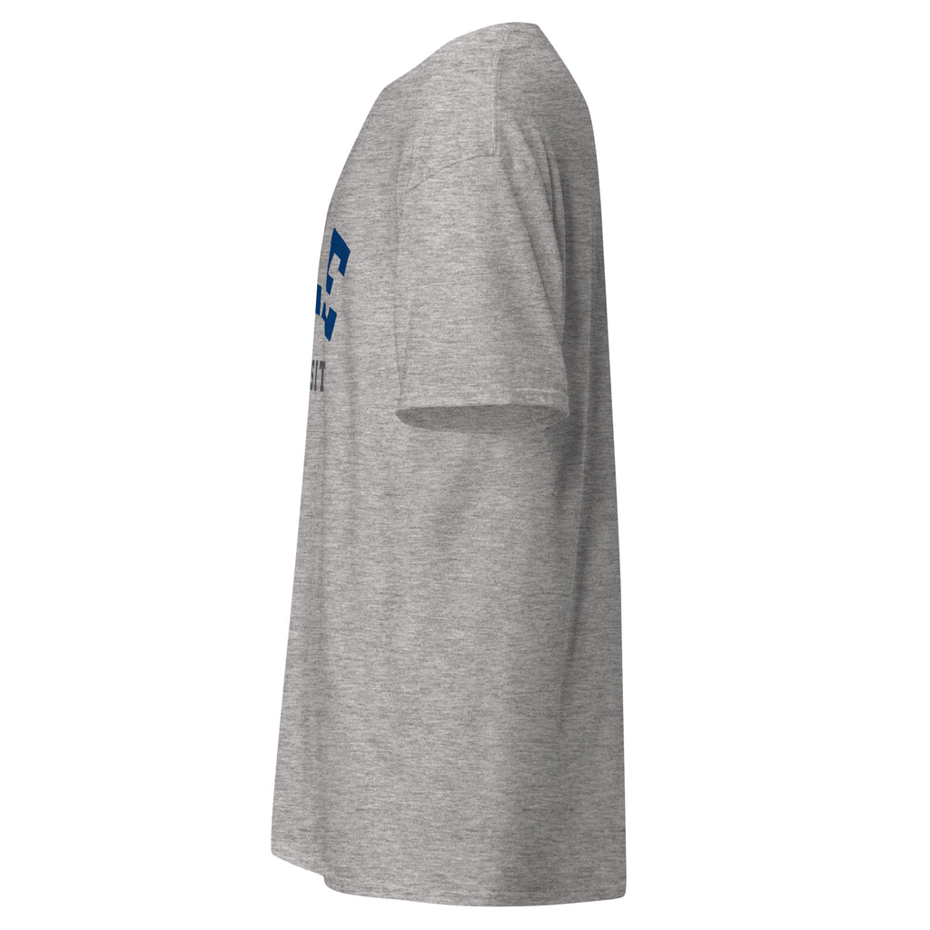 Unisex heather gray t-shirt featuring Yale University logo printed across the front chest