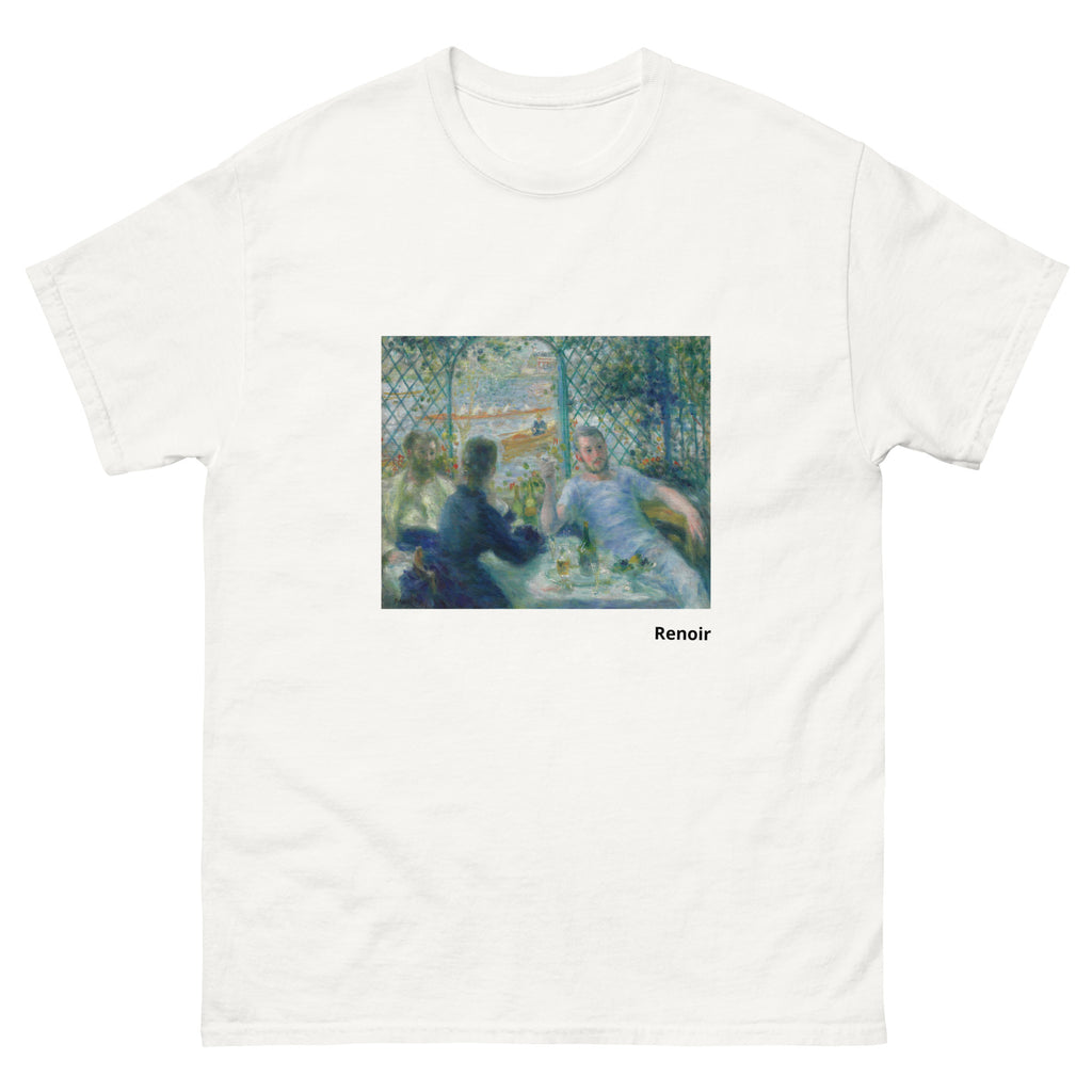 Unisex classic tee featuring Renoir's impressionist painting The Rowers on the water