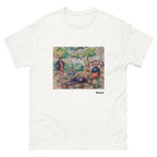 Unisex classic tee featuring Renoir's impressionist painting of figures resting in the grass