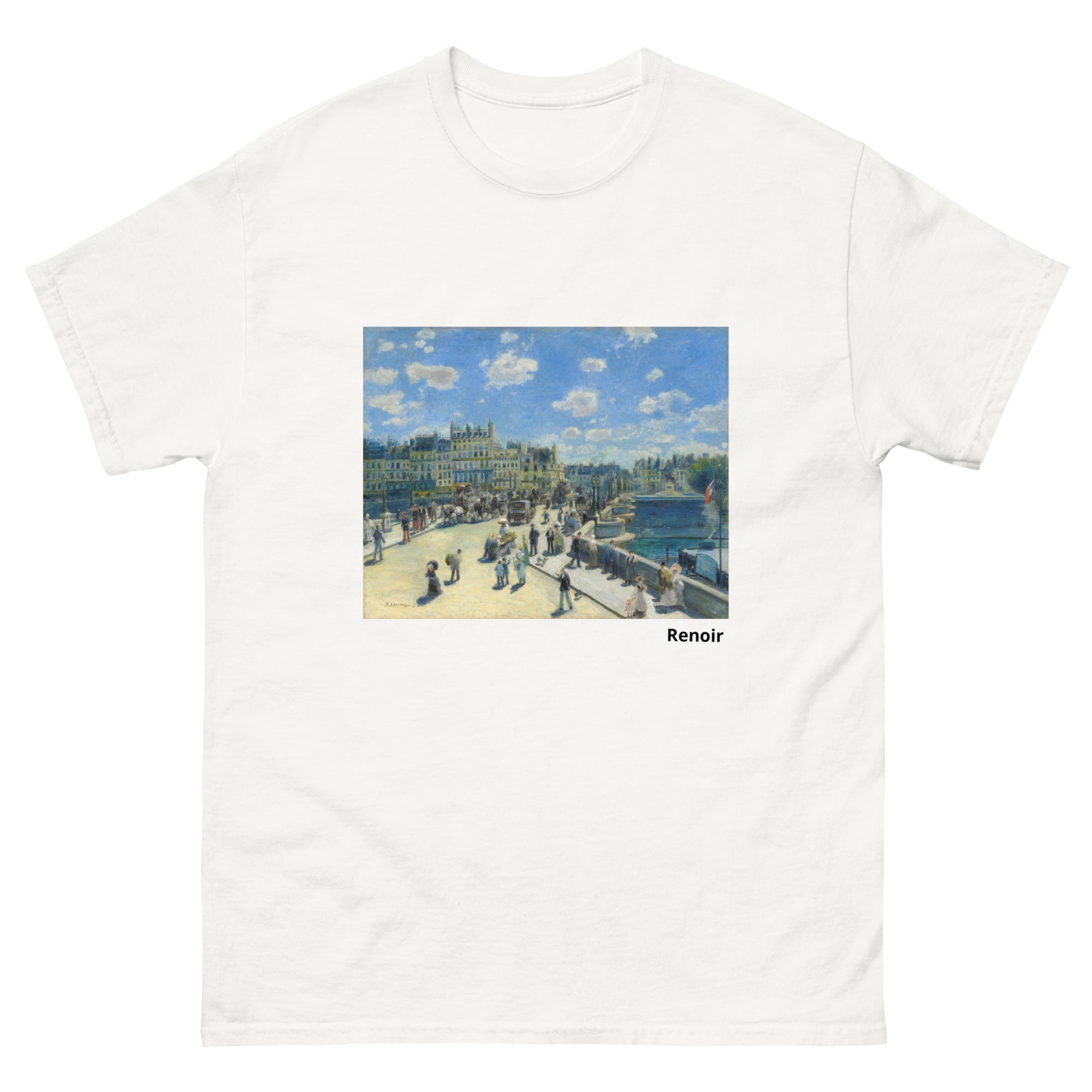 Unisex classic tee featuring Renoir's impressionist street scene of the Pont Neuf in Paris