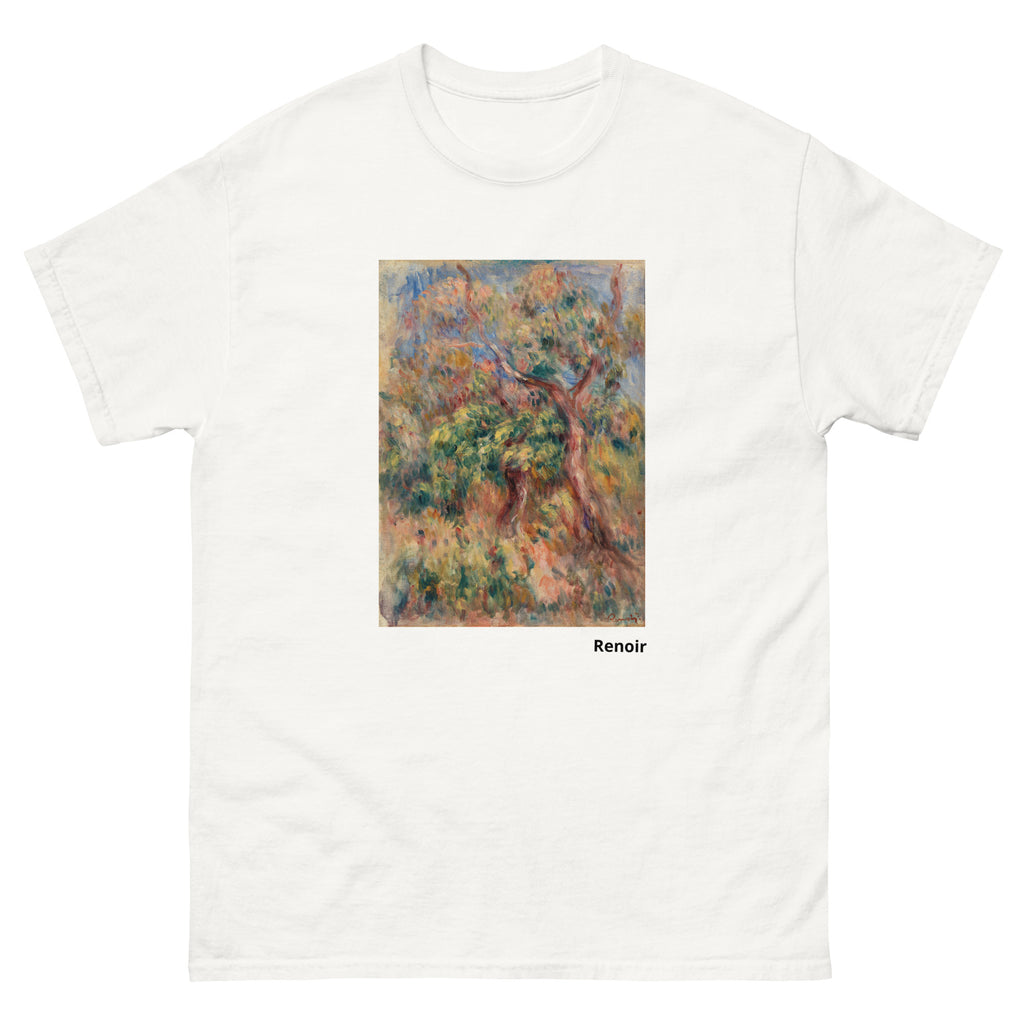 Unisex classic tee featuring Renoir's impressionist landscape painting with lush greenery