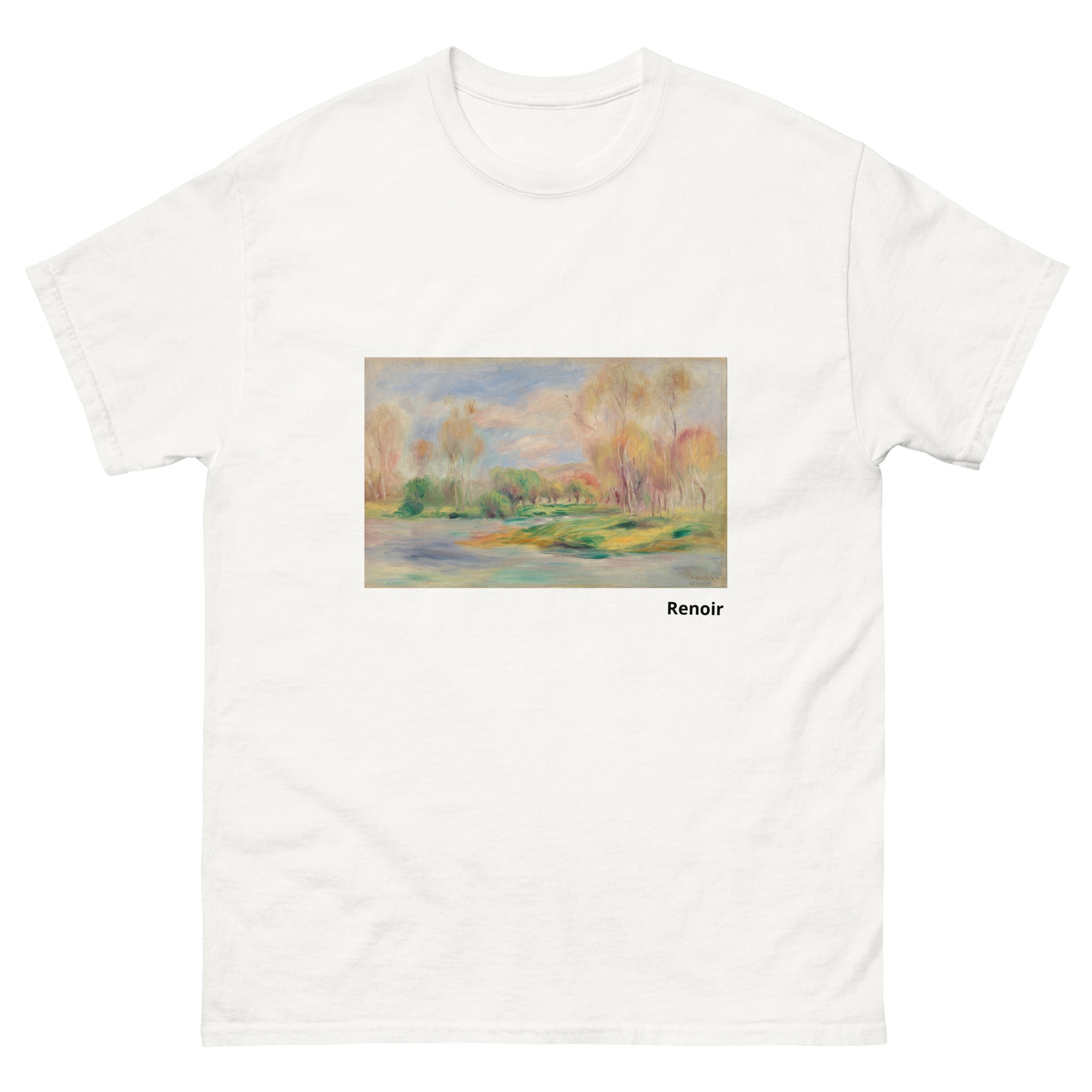 Unisex classic tee featuring Renoir's second impressionist landscape painting with lush greenery