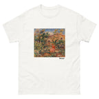 Unisex classic tee featuring Renoir's impressionist landscape with a woman and dog outdoors