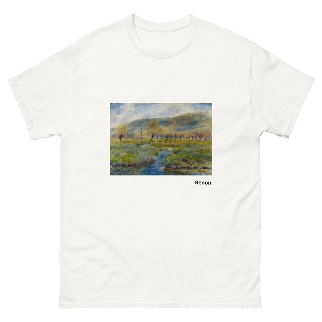 Unisex classic tee featuring Renoir's impressionist meadow painting La Prairie