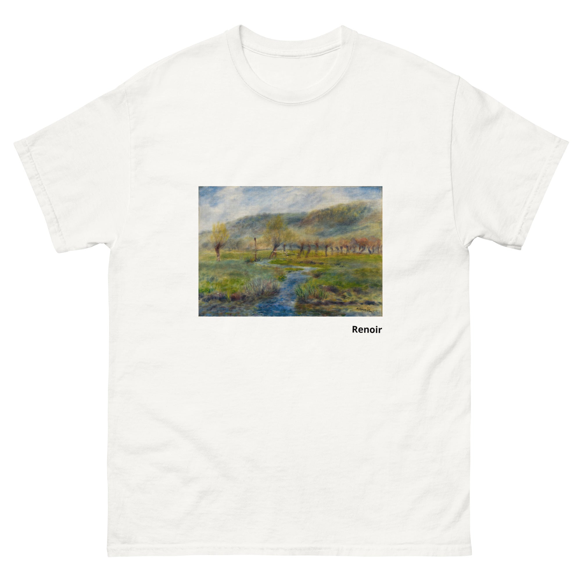 Unisex classic tee featuring Renoir's impressionist meadow painting La Prairie