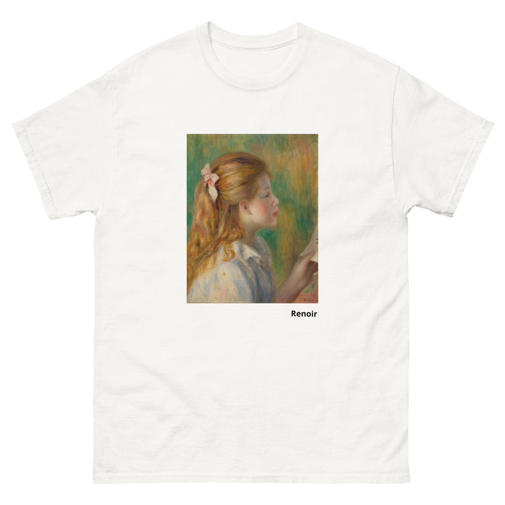 Unisex classic tee featuring Renoir's impressionist reading scene painting La Lecture