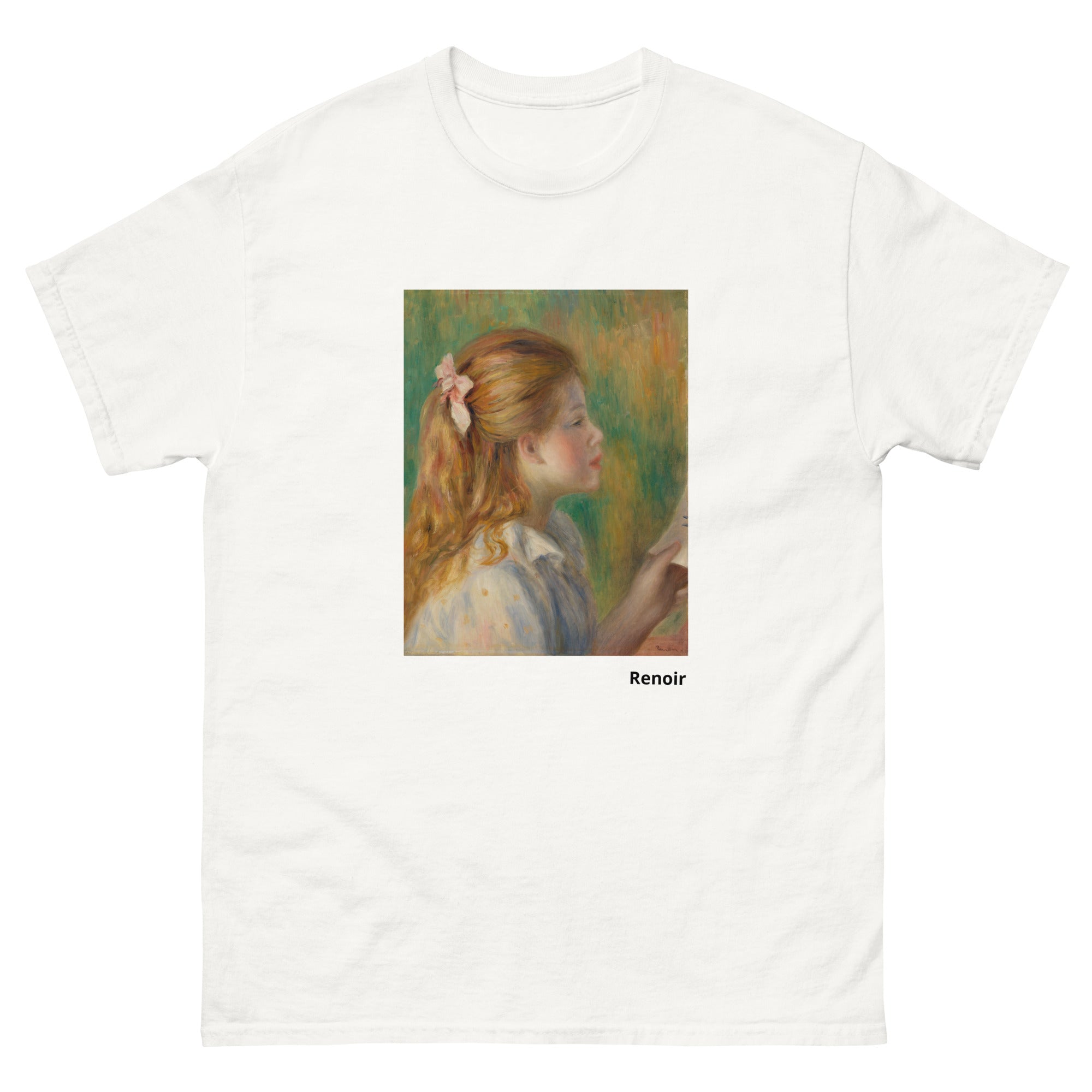 Unisex classic tee featuring Renoir's impressionist reading scene painting La Lecture