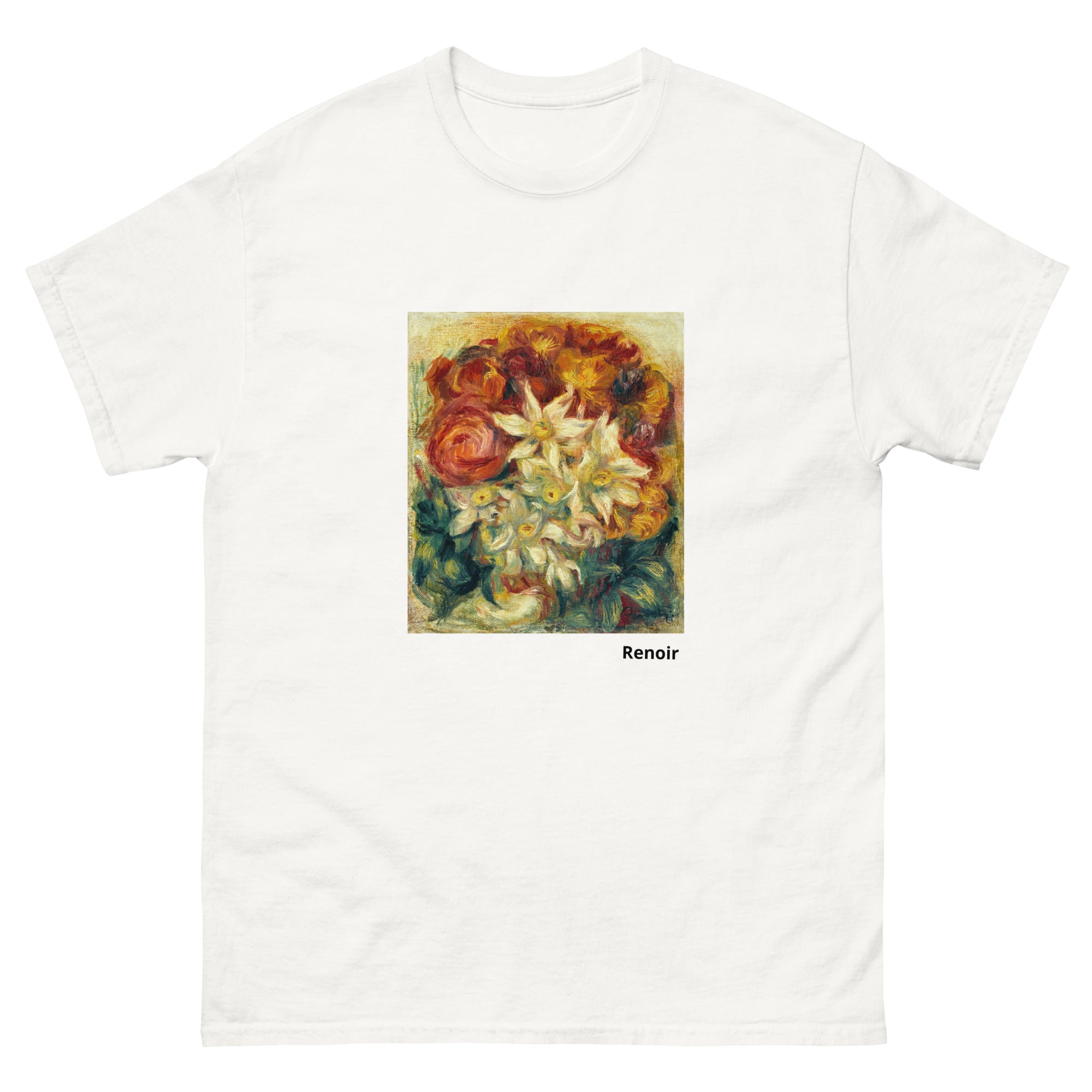 Unisex classic tee featuring Renoir's impressionist bouquet of narcissi and roses in bloom