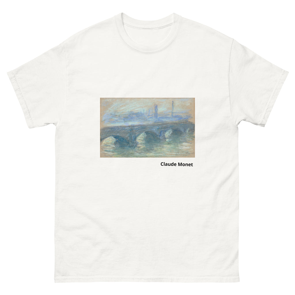 Unisex classic tee featuring Monet's 1901 impressionist painting of Waterloo Bridge in London