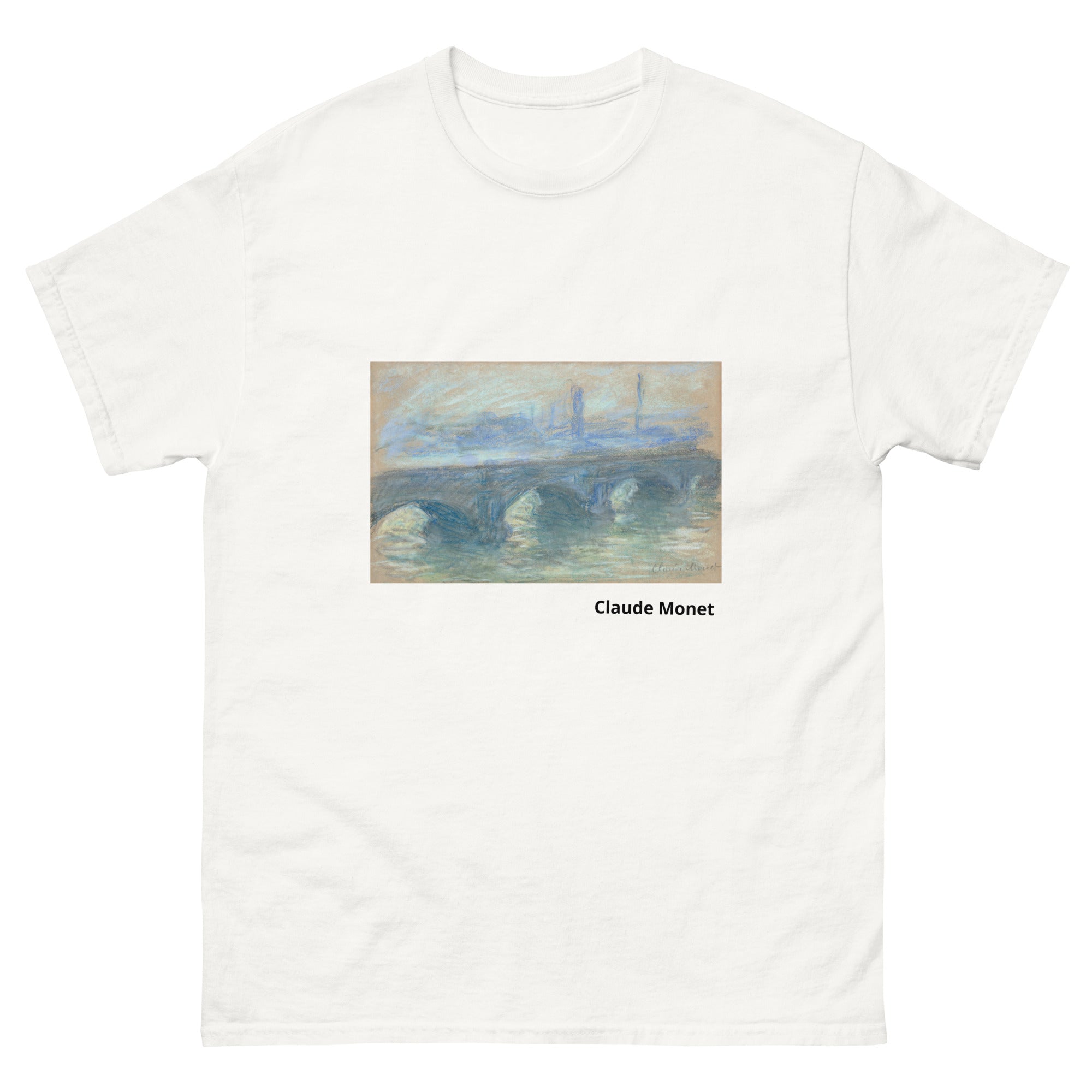 Unisex classic tee featuring Monet's 1901 impressionist painting of Waterloo Bridge in London