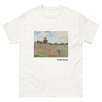 Unisex classic tee featuring Monet's impressionist painting of a red poppy field in summer