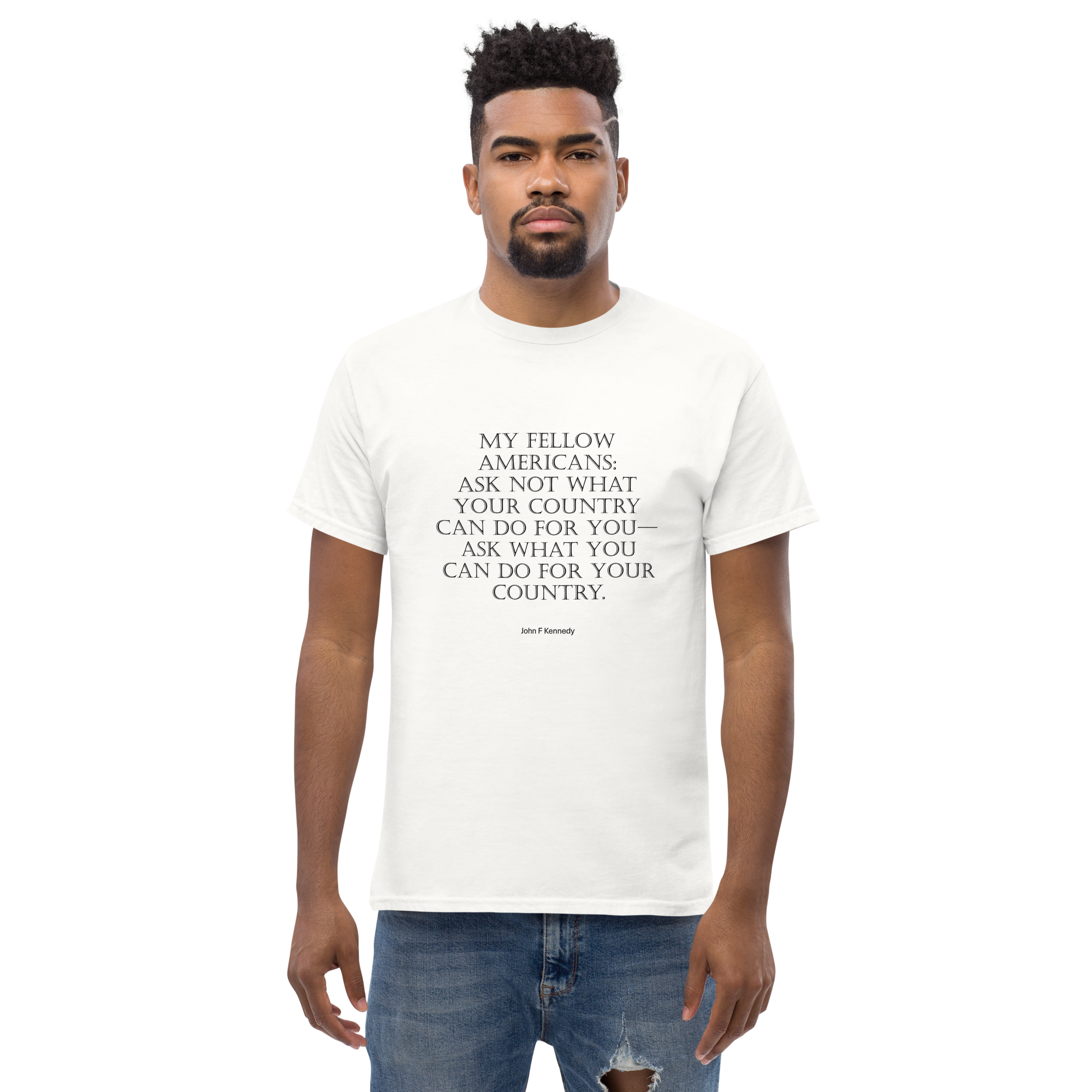 Kennedy Ask Not black text Unisex classic tee