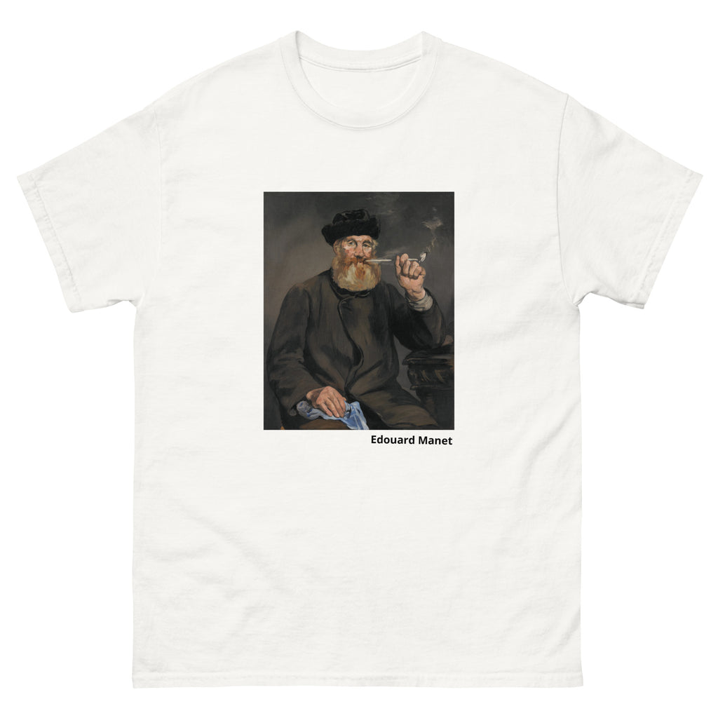 Unisex classic tee featuring Manet's impressionist painting of a man smoking a pipe