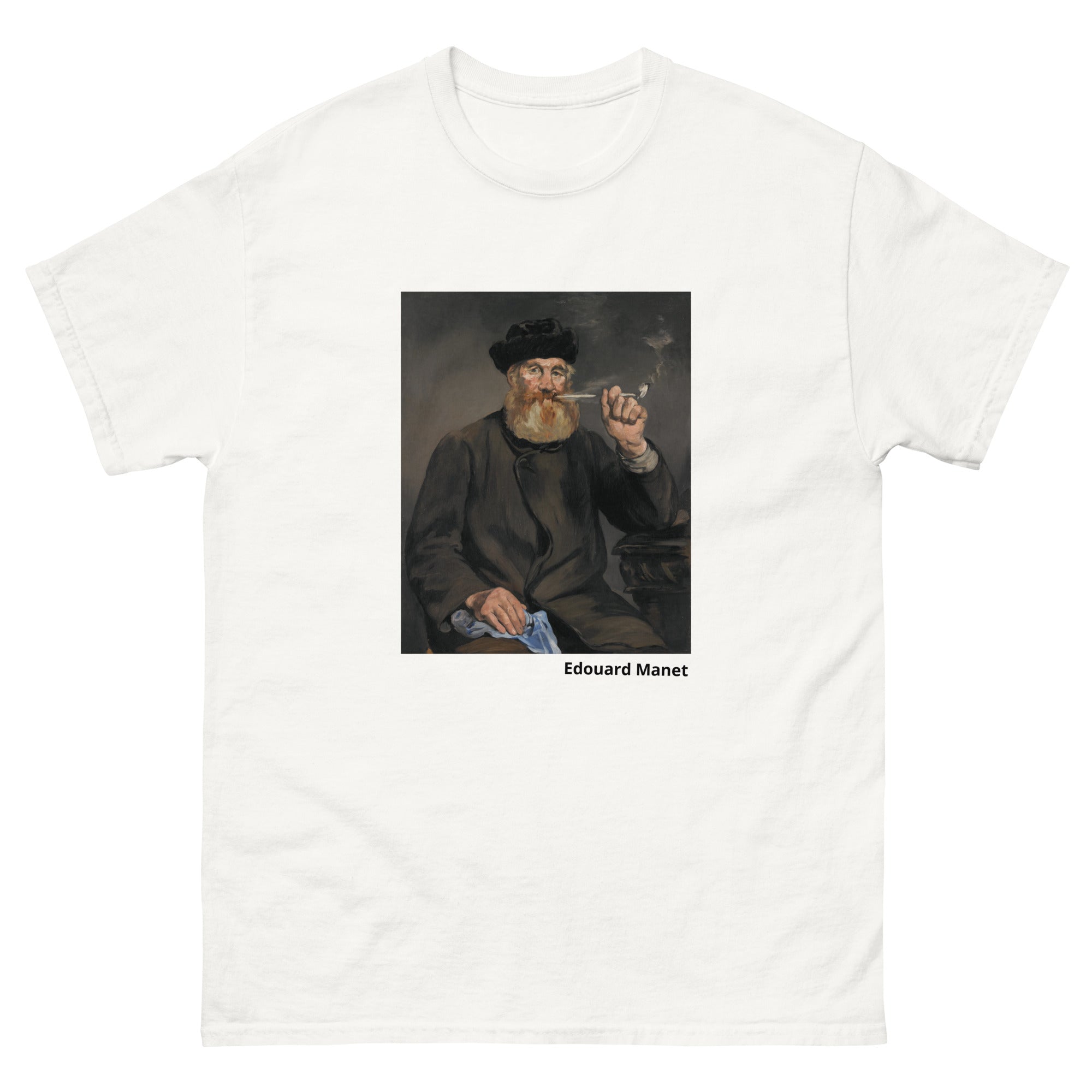 Unisex classic tee featuring Manet's impressionist painting of a man smoking a pipe