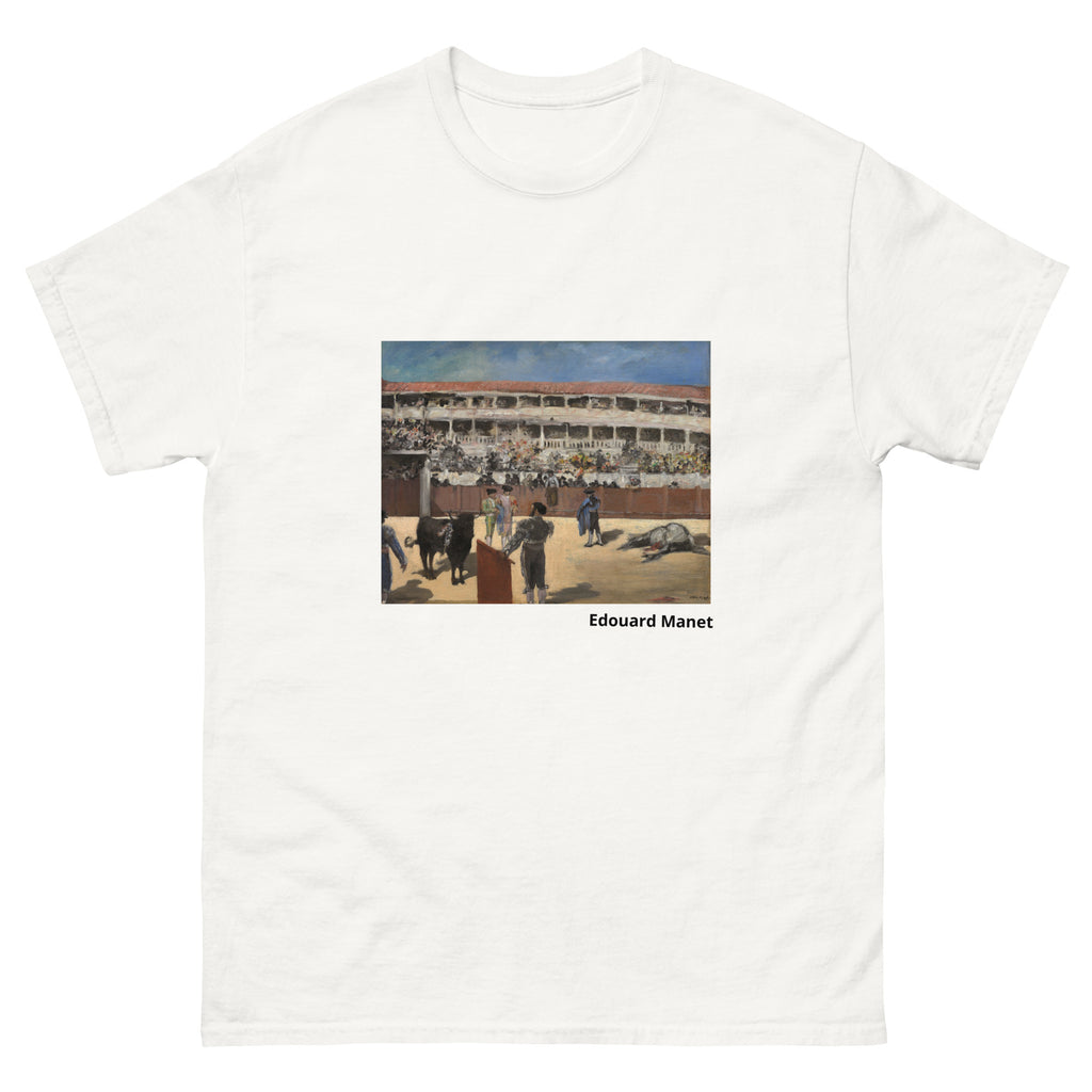 Unisex classic tee featuring Manet's dramatic impressionist painting of a Spanish bullfight