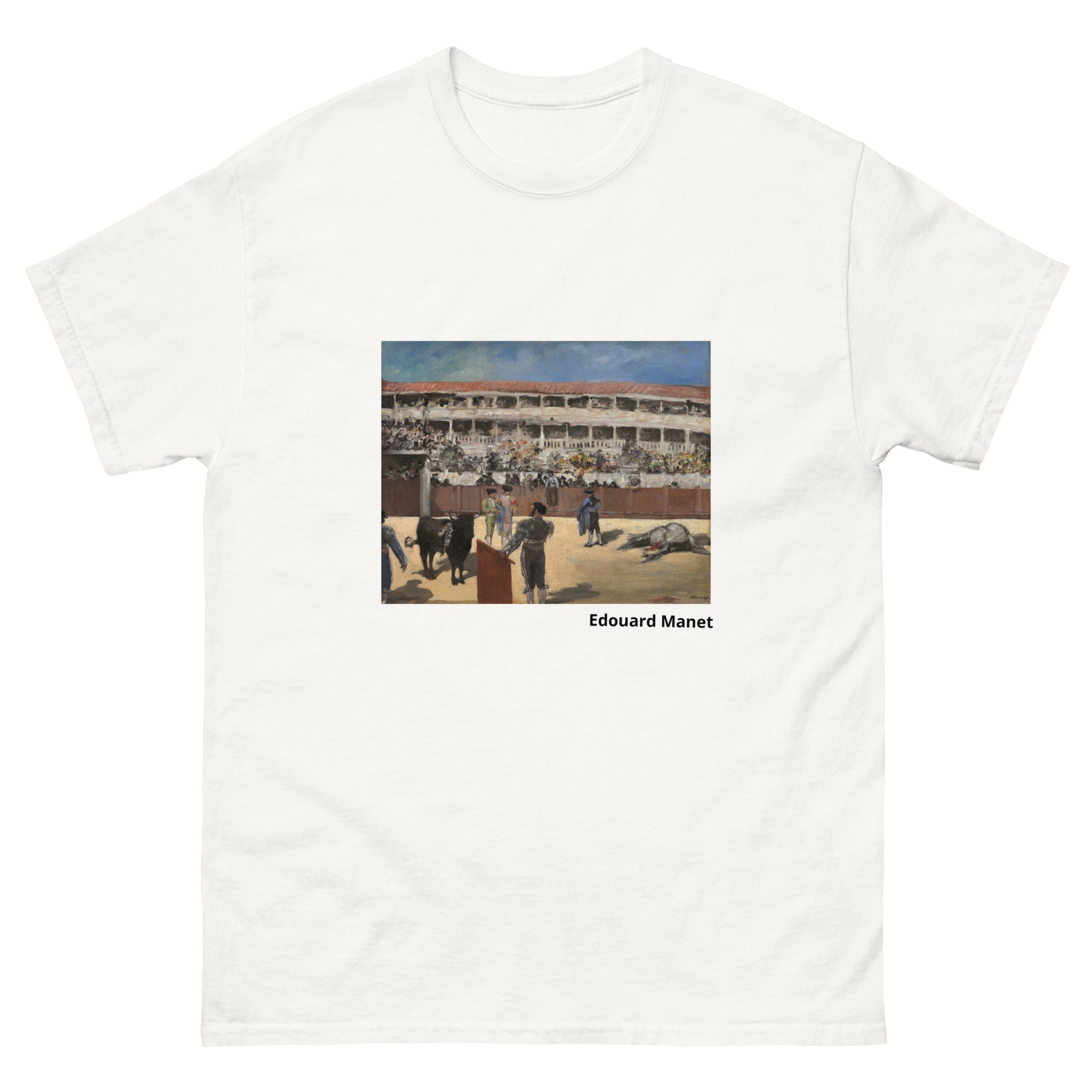Unisex classic tee featuring Manet's dramatic impressionist painting of a Spanish bullfight