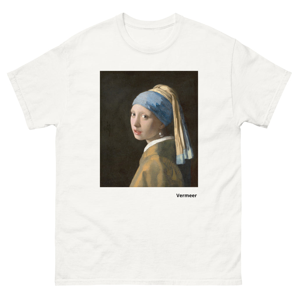 Unisex classic tee featuring Vermeer's iconic portrait Girl with a Pearl Earring