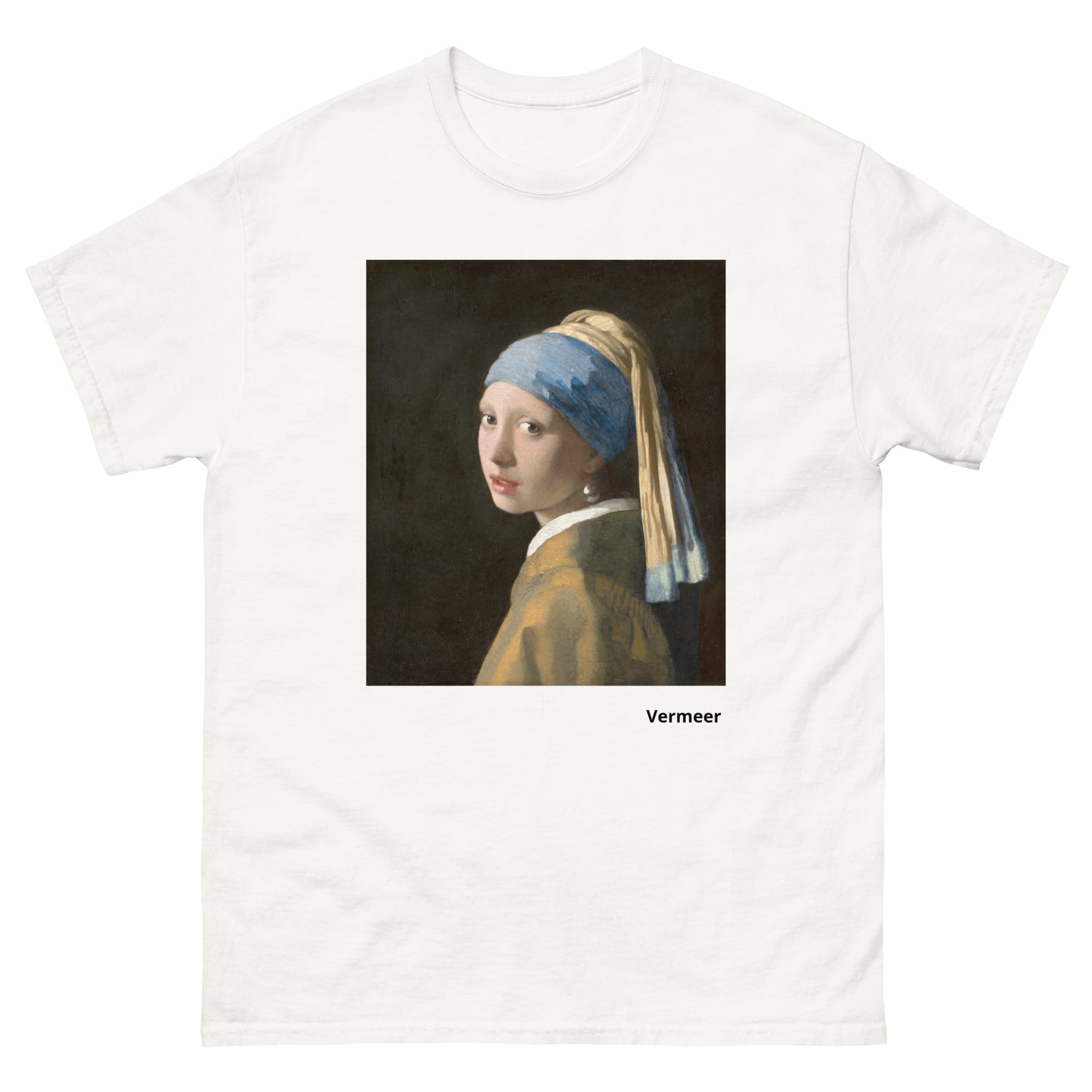 Unisex classic tee featuring Vermeer's iconic portrait Girl with a Pearl Earring