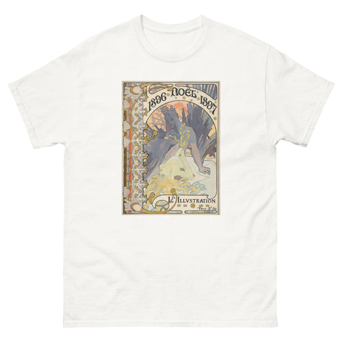 Unisex classic tee featuring Mucha's Art Nouveau Noël Christmas 1897 decorative illustration