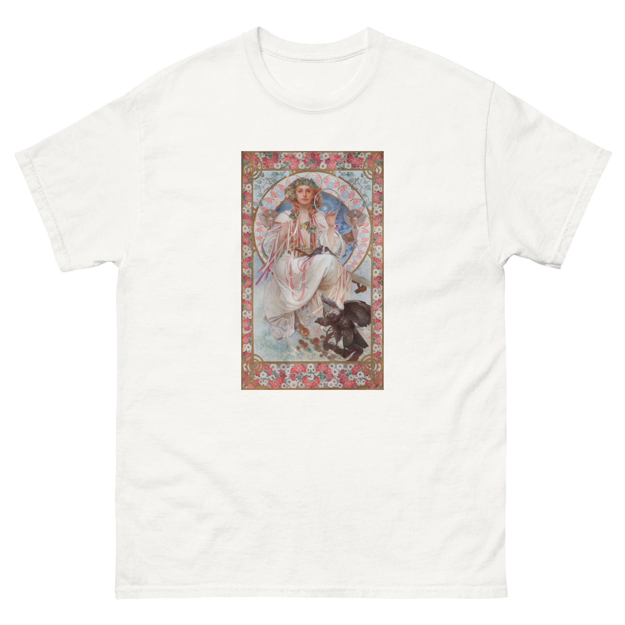 Unisex classic tee featuring Mucha's Art Nouveau portrait of patron Josephine Crane Bradley