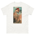 Unisex classic tee featuring Mucha's Art Nouveau Été Summer decorative panel with female figure