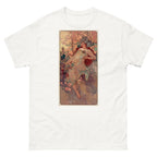 Unisex classic tee featuring Mucha's Art Nouveau Autumn decorative panel with female figure