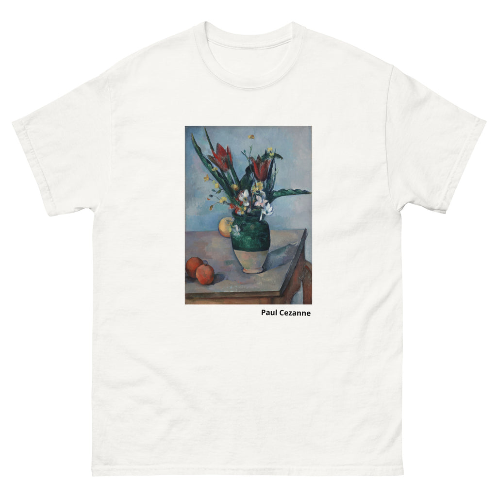 Unisex classic tee featuring Cézanne's post-impressionist still life of tulips in a vase