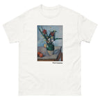 Unisex classic tee featuring Cézanne's post-impressionist still life of tulips in a vase