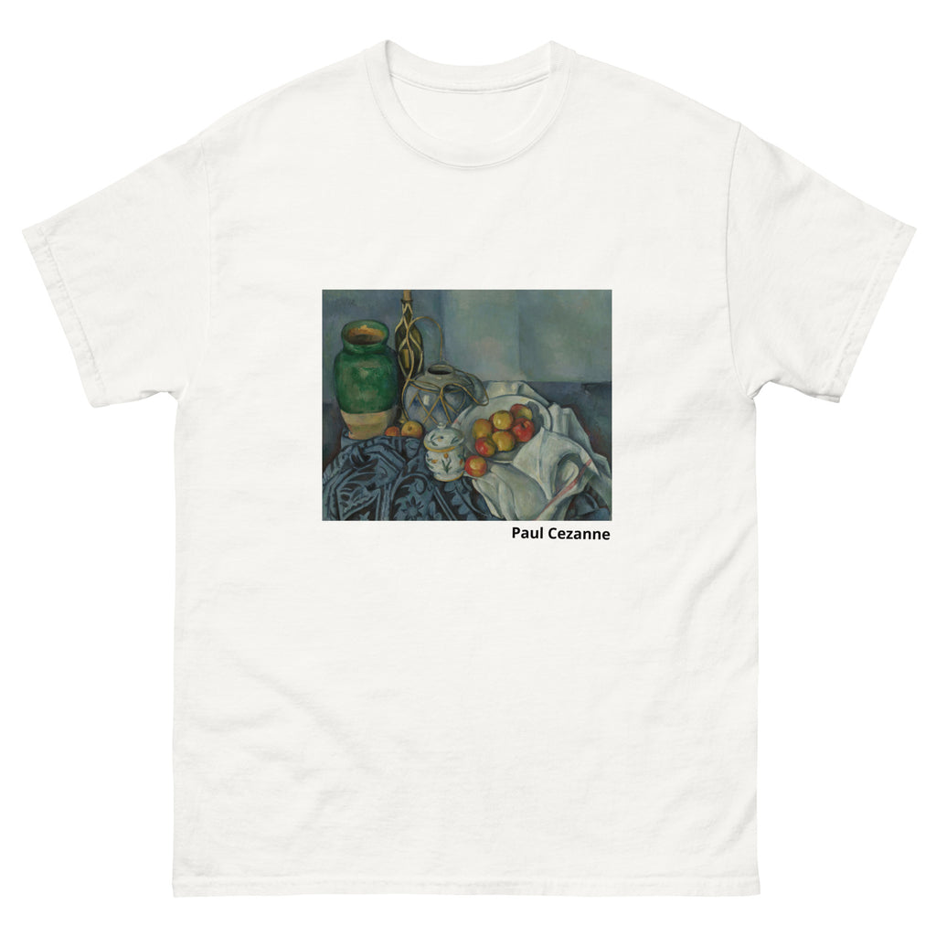 Unisex classic tee featuring Cézanne's post-impressionist still life with apples on a table
