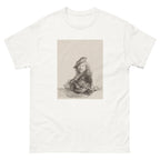 Unisex classic tee featuring Rembrandt's self-portrait sketch rendered in expressive drawing style