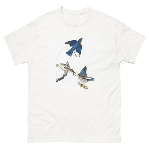 Unisex classic tee featuring Audubon's detailed naturalist illustration of an Eastern bluebird