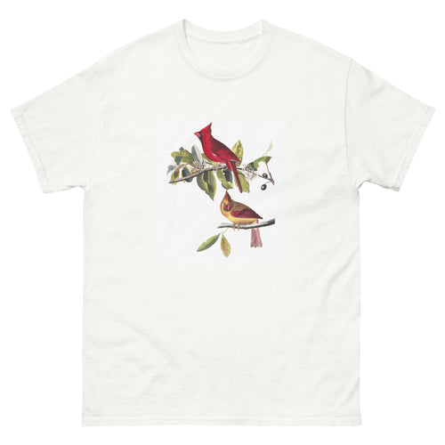 Unisex classic tee featuring Audubon's detailed naturalist illustration of a cardinal grosbeak