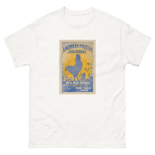 Unisex classic tee featuring a vintage American Poultry Journal illustrated advertising poster