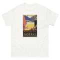 Unisex classic tee featuring a vintage Norway Royal Mail Line scenic travel poster