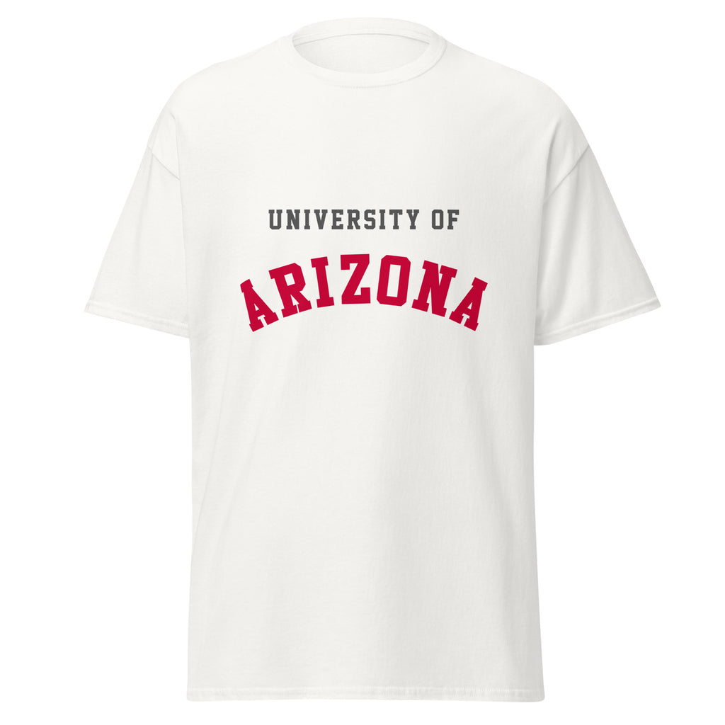 Unisex classic tee featuring University of Arizona name and branding in cardinal and navy