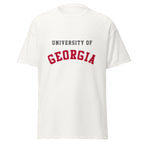 Unisex classic tee featuring University of Georgia name and branding in red and black